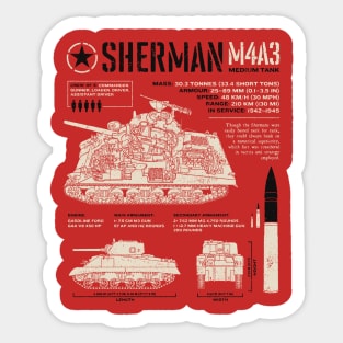 Sherman tank blueprint Sticker